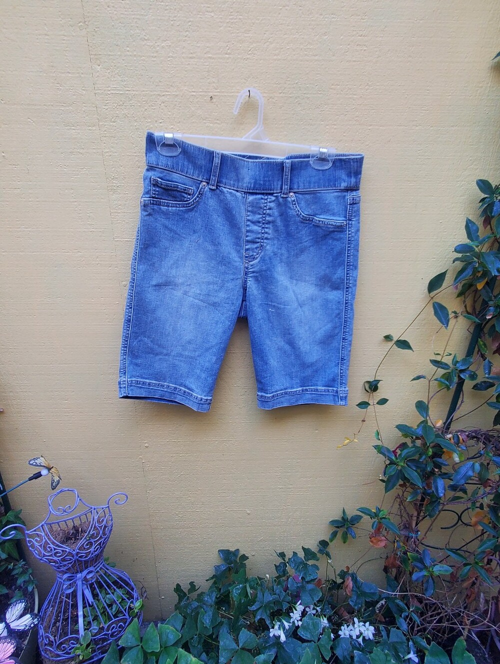 Casual Blue Denim-Look Stretch Shorts